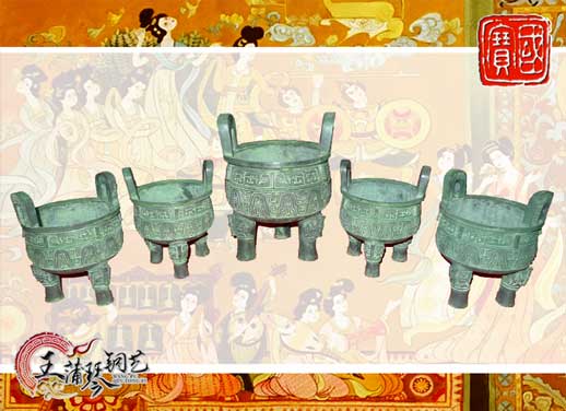 銅鼎，銅五鼎，中國鼎，佛像用鼎